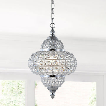 Juliette 12" Crystal/Metal LED Pendant Pendant - JONATHAN Y